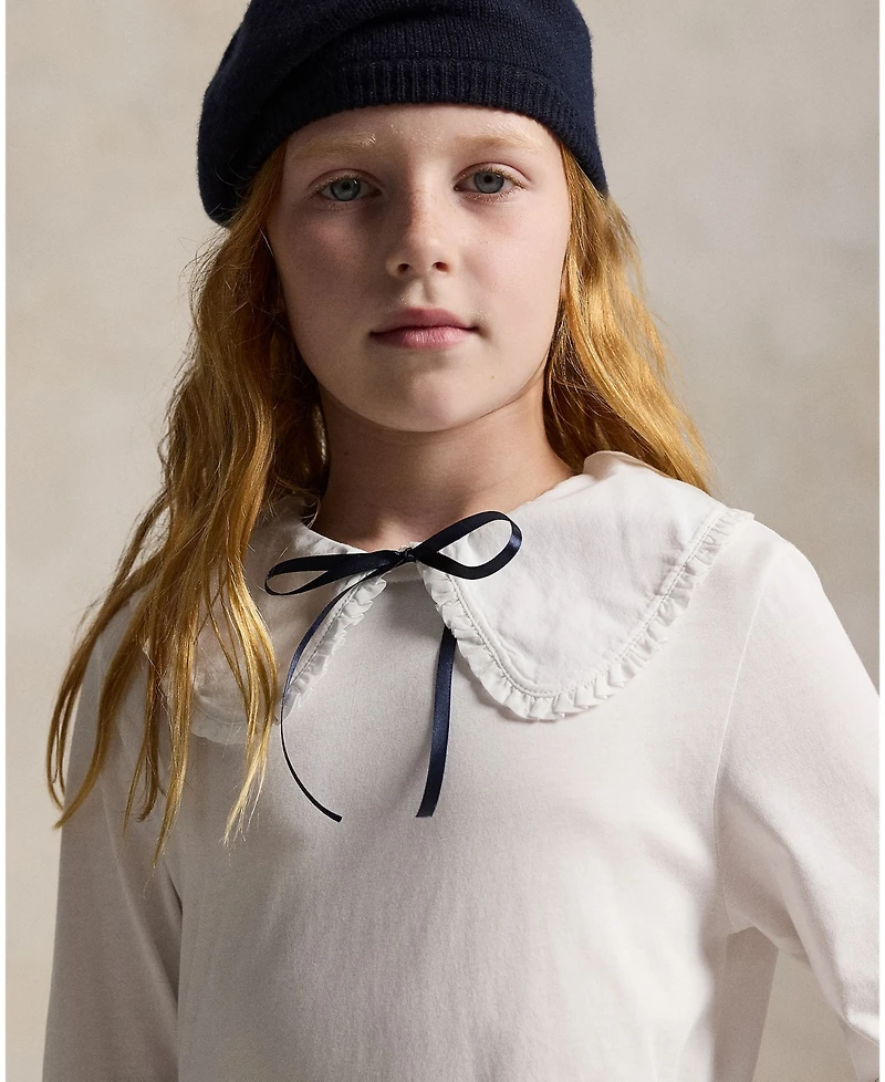 Polo Ralph Lauren Girls' 7-16 Ruffled Cotton Jersey T-Shirt