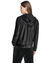 Dkny Sport Women's Full Zip Velour Hoodie