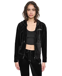 Dkny Sport Women's Velour High-Low Hem Zip Hoodie