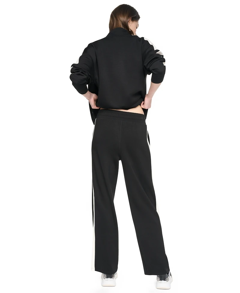 Dkny Sport Women's High-Rise Modified Wide-Leg Side-Stripe Pant