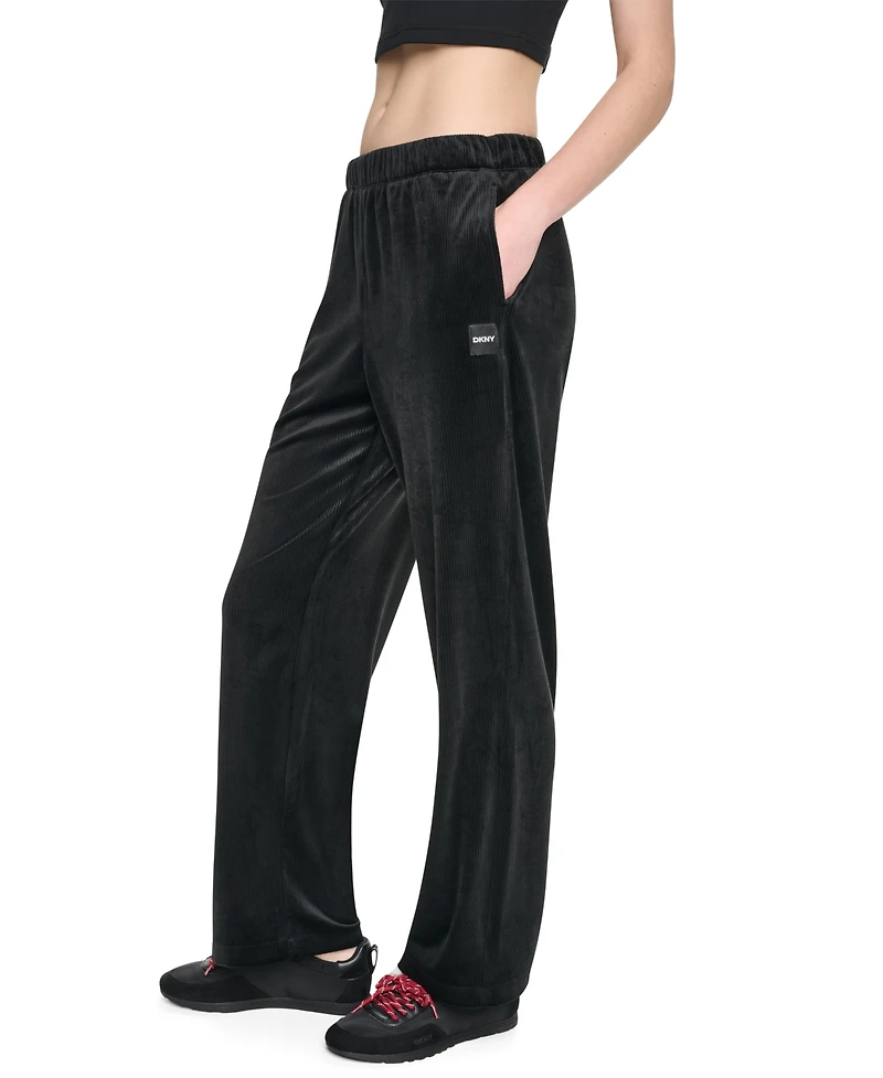 Dkny Sport Women's High-Rise Velour Straight Leg Pants