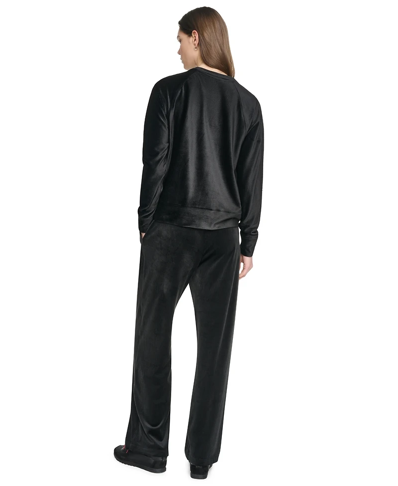 Dkny Sport Women's Velour Raglan Relaxed-Fit Pullover Top