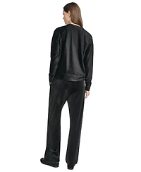 Dkny Sport Women's Velour Raglan Relaxed-Fit Pullover Top
