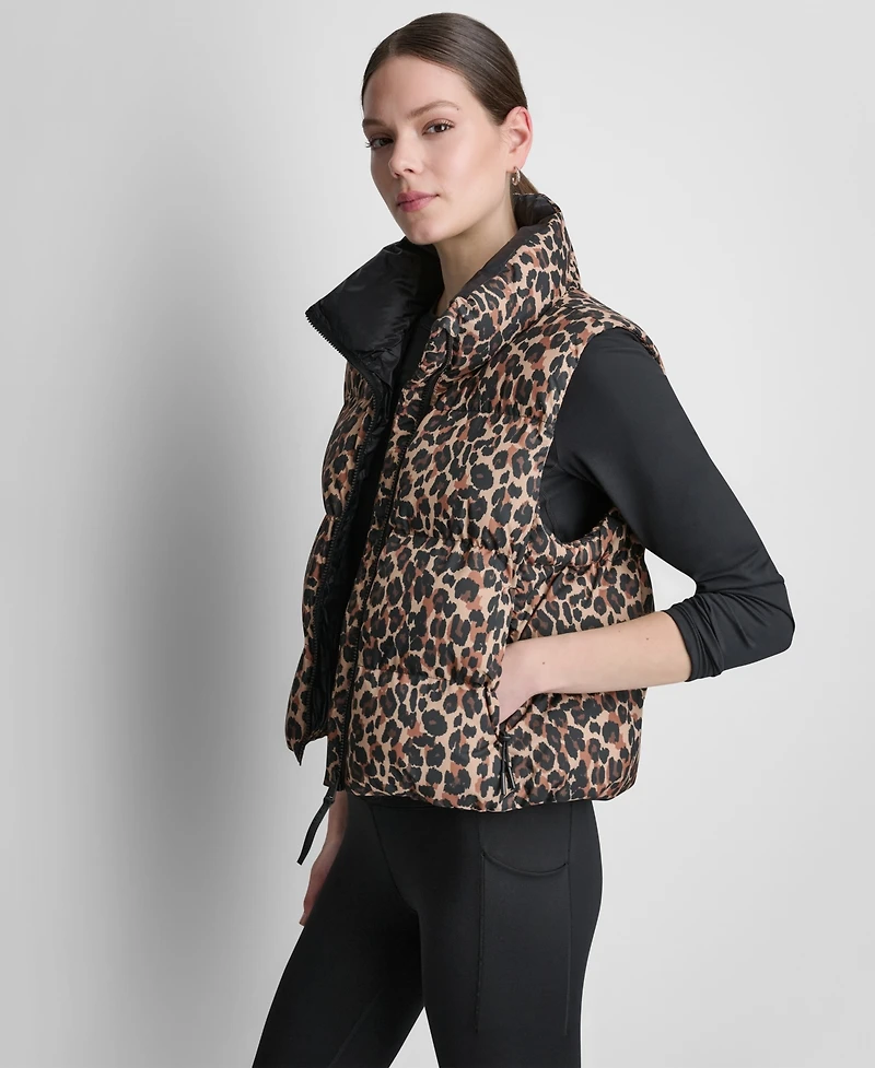 Dkny Sport Women's Puffer Animal-Print Vest