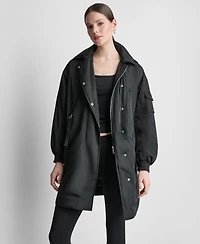 Dkny Sport Women's Removable Hood Long Flight Quilted-Lined Jacket