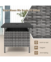 Mecale 22 in Patio Side Table with Wood-Look Top and 2 in Umbrella Hole