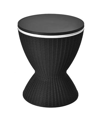 Mecale 3-in-1 Rattan Cooler Bar Table with 8 Gal Ice Bucket and 2 Heights