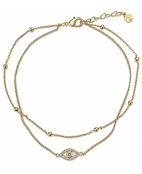 And Now This Evil Eye Double Chain Anklet in Gold Plate