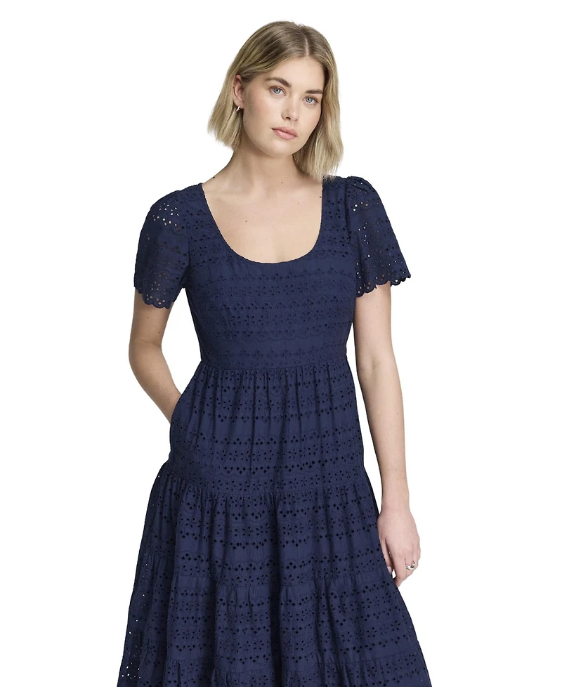 Finery London Women's Jemma Cotton Broderie Tiered Midi Dress