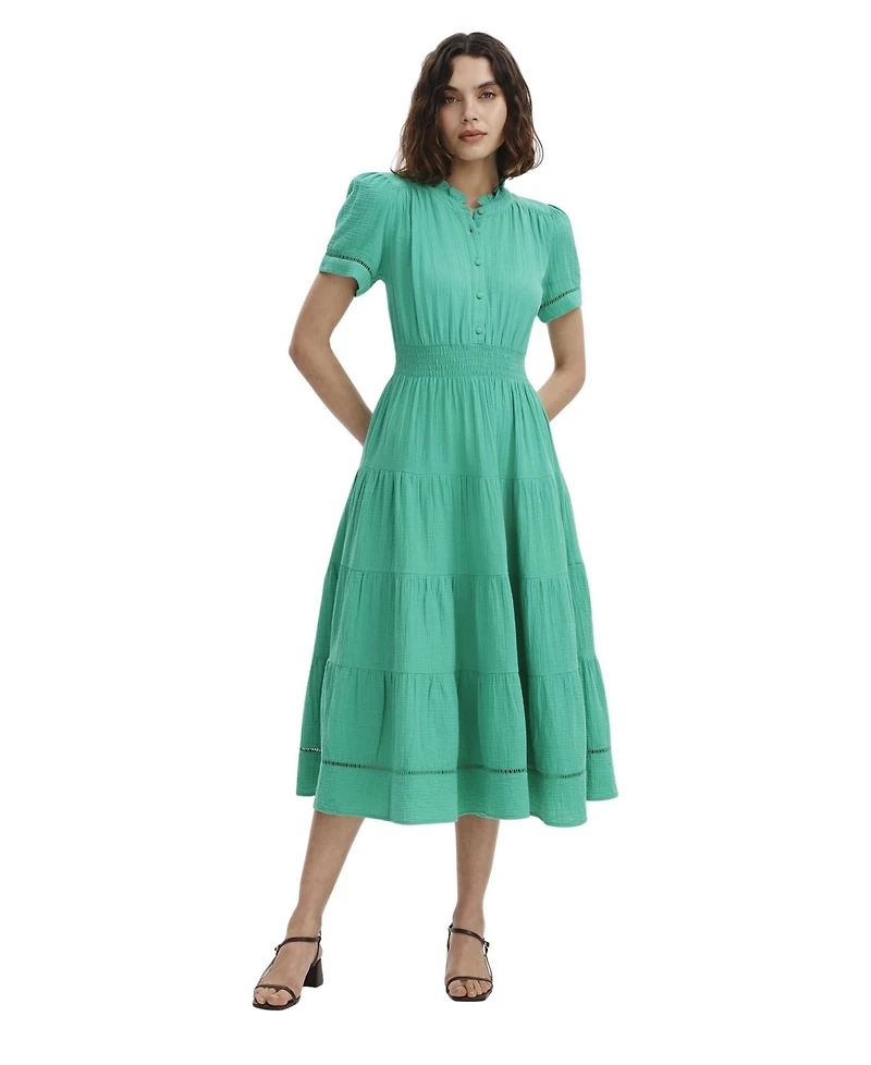 Finery London Women's Natalia Cotton Cheesecloth Midi Dress