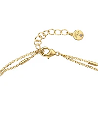 And Now This Double Row Clear Cubic Zirconia Heart Anklet in Silver Plate