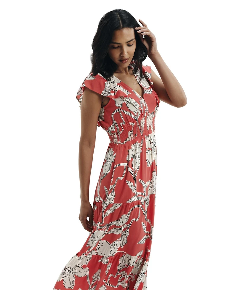 Finery London Women's Mattie V-Neck Tiered Midi Dress