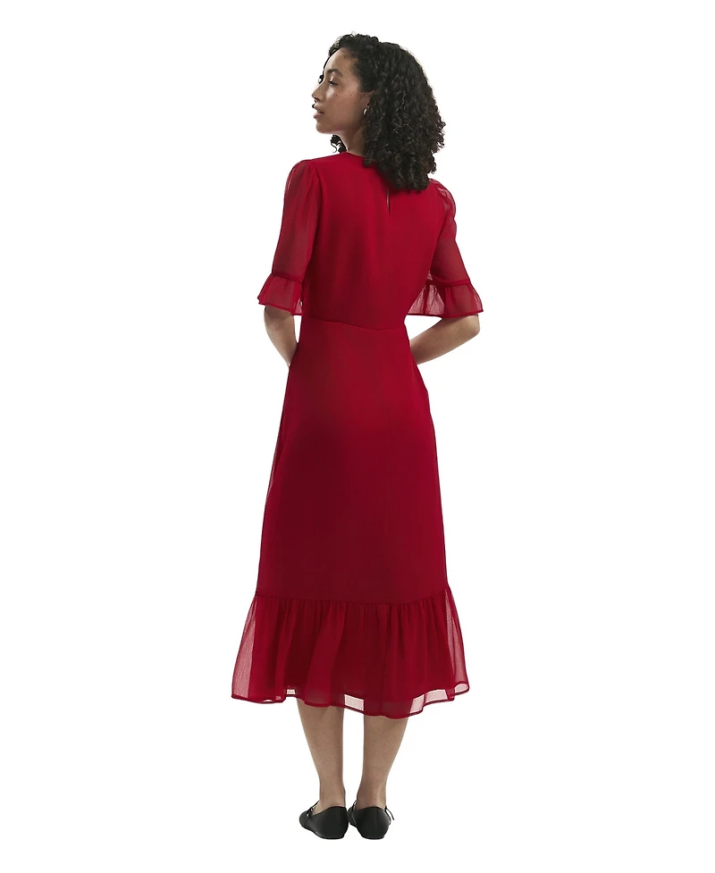 Finery London Women's Jennifer Short Sleeve Chiffon Midi Dress