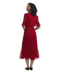 Finery London Women's Jennifer Short Sleeve Chiffon Midi Dress