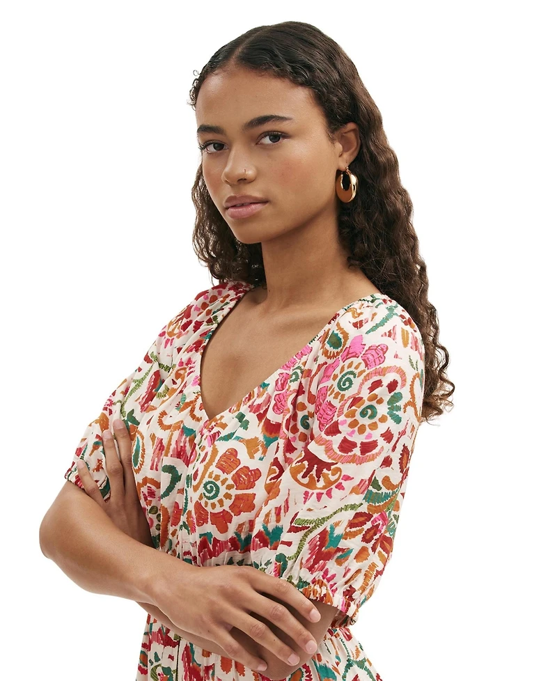 Finery London Women's Estee Floral Crepe Midi Smock Dress