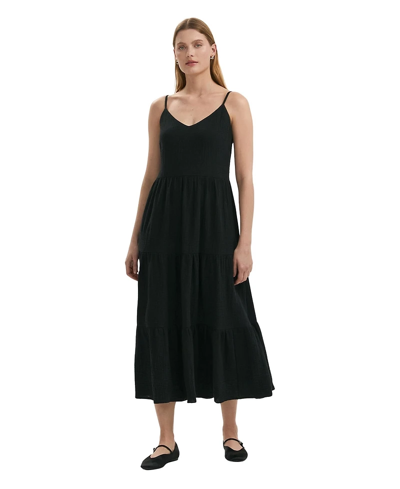 Finery London Women's Emmie Cotton Strappy Midi Tiered Dress
