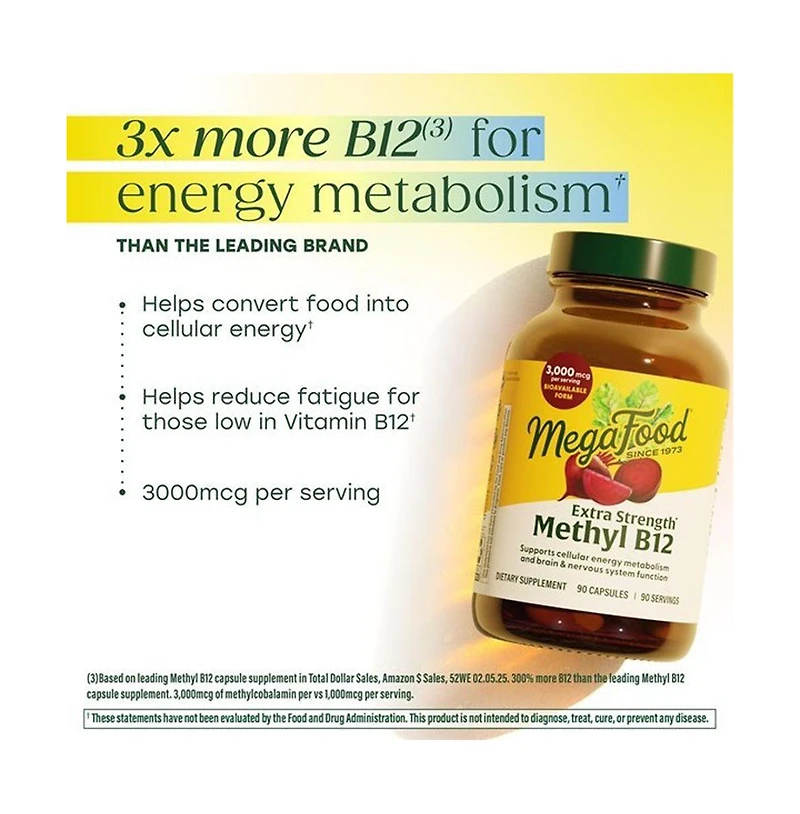 MegaFood Extra Strength Methyl B12 ,90 Caps