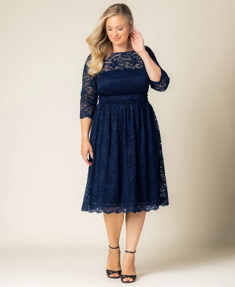 Kiyonna Plus Luna Lace Cocktail Midi Dress