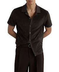 Reiss Men's Eden Cuban-Collar Short-Sleeve Cotton-Blend Towelling Shirt
