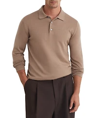 Reiss Men's Trafford Slim-Fit Long-Sleeve Merino Wool Polo Shirt