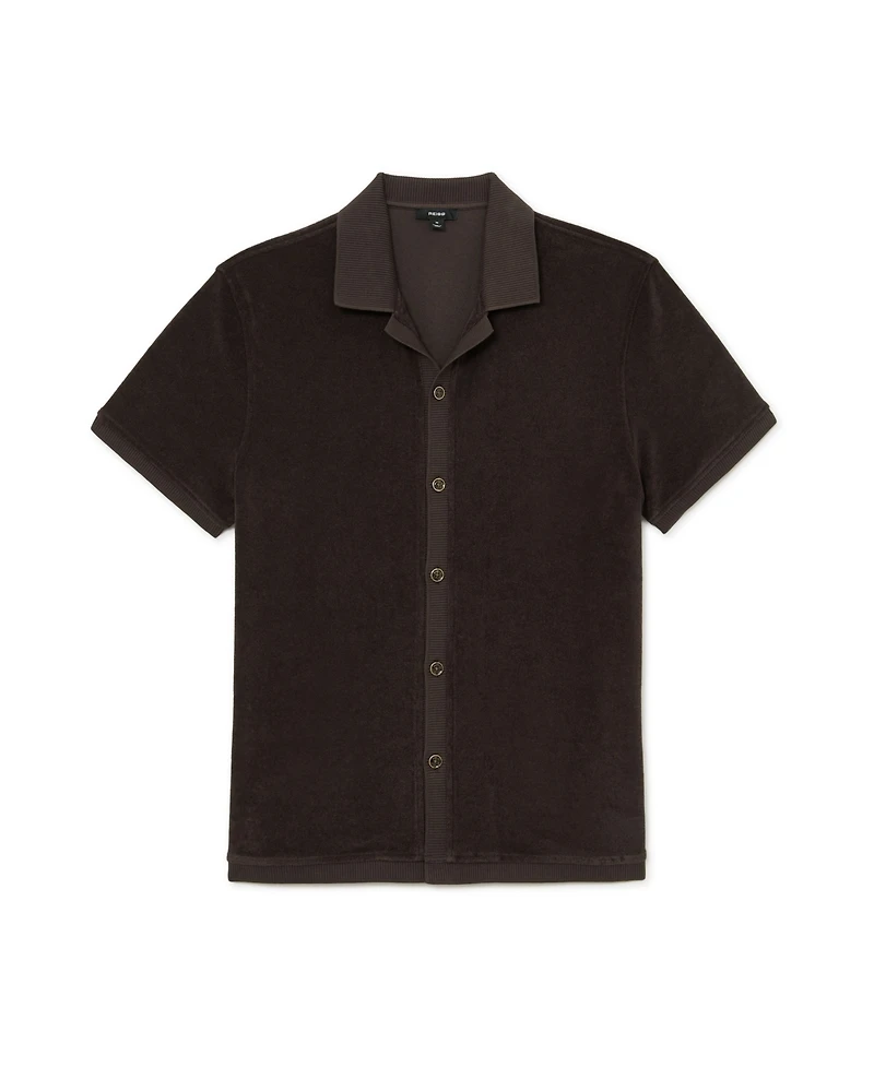 Reiss Men's Eden Cuban-Collar Short-Sleeve Cotton-Blend Towelling Shirt