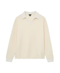 Reiss Men's Beaton Premium Interlock Cotton-Blend Dropped-Shoulder Open-Collar Sweatshirt