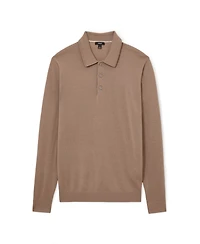Reiss Men's Trafford Slim-Fit Long-Sleeve Merino Wool Polo Shirt