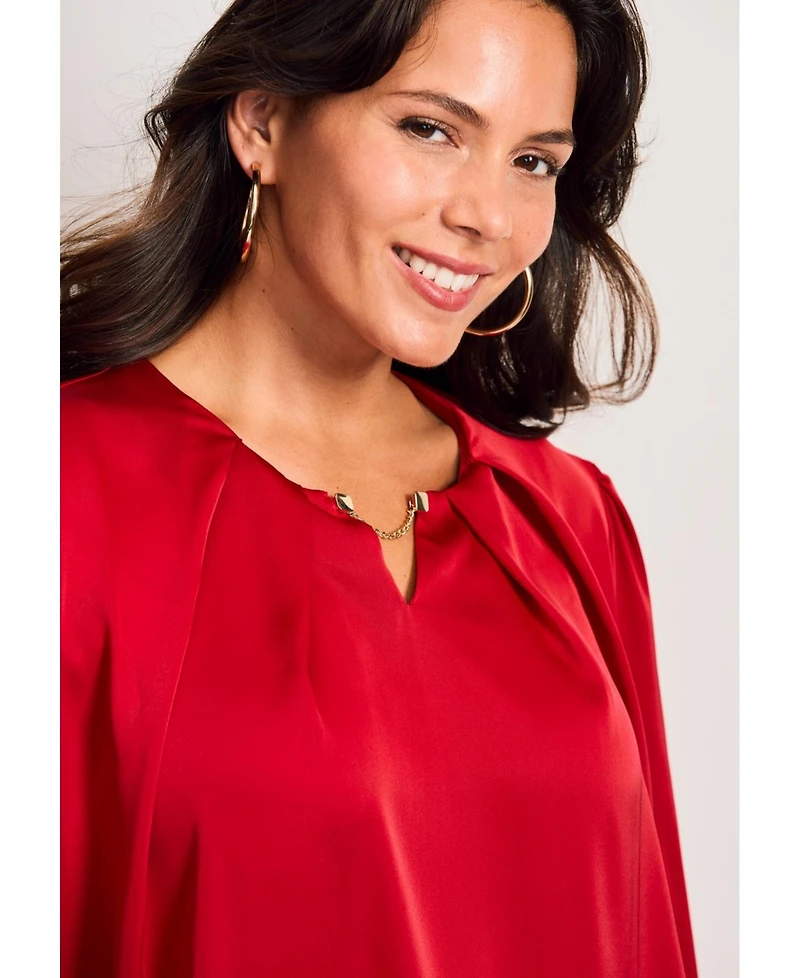 Avenue Women's Plus Chain Detail Satin Top