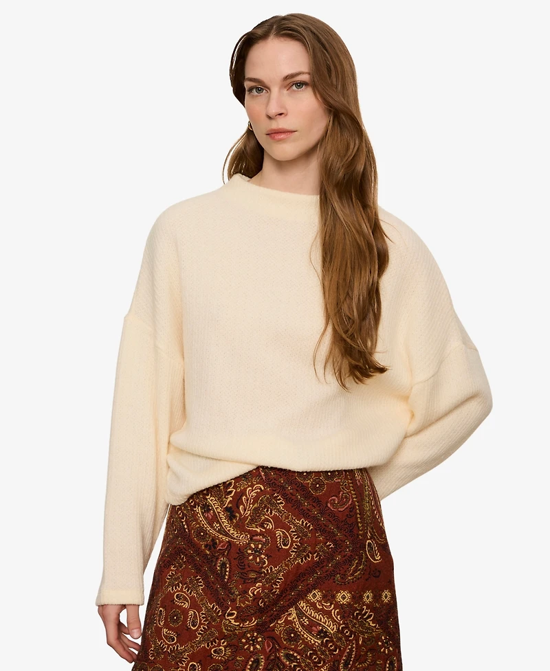 Sanctuary Women's Mock-Neck Ribbed Dolman Sweatshirt