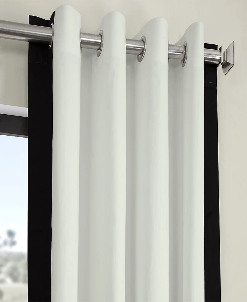 Half Price Drapes Fresh Popcorn & Black Bordered Grommet Vertical Printed Cotton Curtain
