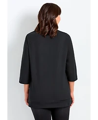 Avenue Women's Plus Lace Crewneck Tee