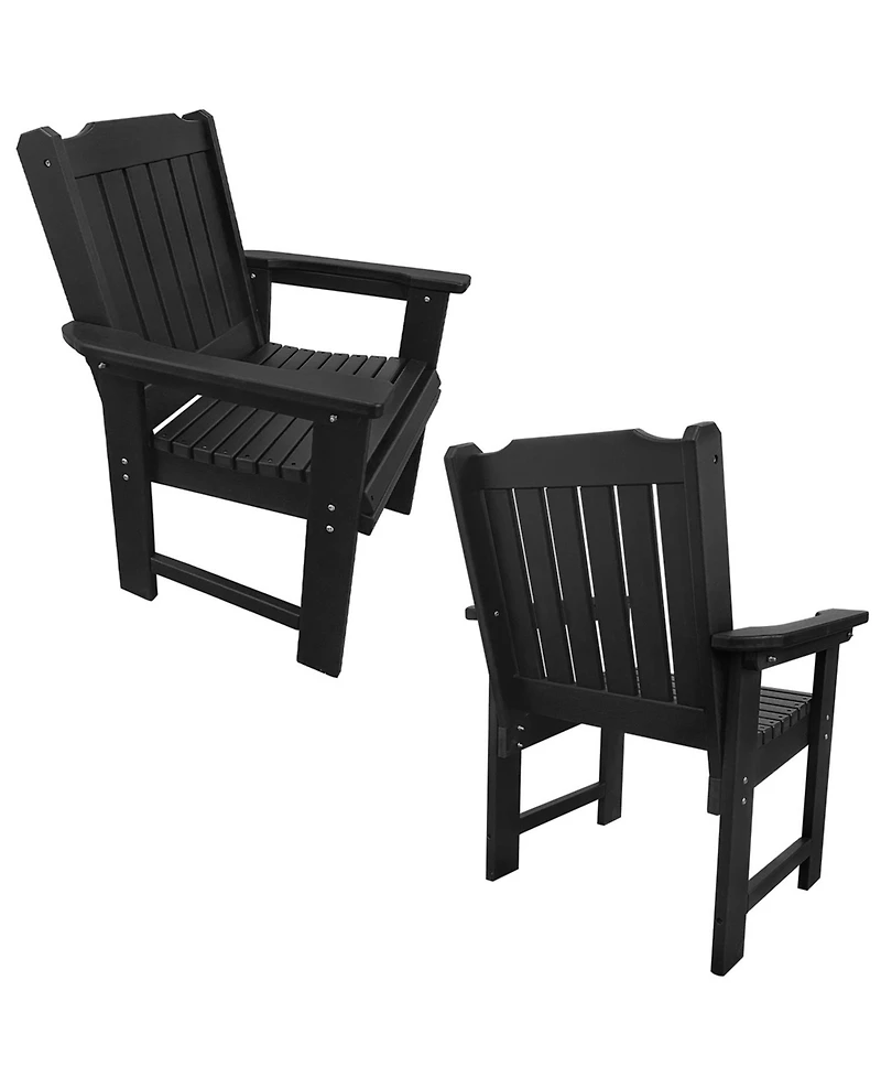 Hdpe All-Weather Outdoor Patio Dining Chair, Heavy-Duty Garden Backyard Armchair with Stainless Steel Hardware