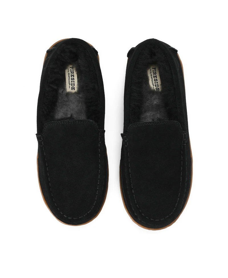 Dearfoams Fireside by Melbourne Rugged Loafer Water-Resistant Genuine Suede Slippers
