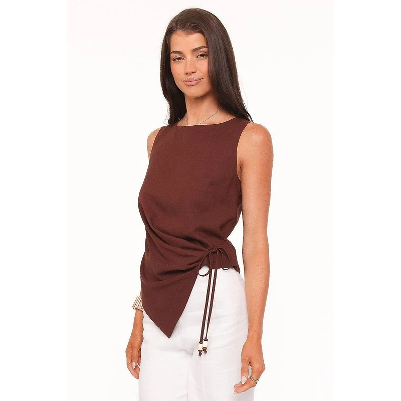 Petal and Pup Women's Heloise Boat-Neck Sleeveless Side-Tie Blouse