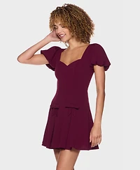 B Darlin Women's Puff Sleeves Fit and Flare Dress