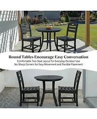 Boyel Living Hdpe 3-Piece Outdoor Patio Bistro Set Round Table with 2 Chairs Small Space
