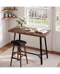 Tribesigns Modern Farmhouse Solid Wood Bar Table, Rectangular Pub Table with Metal Frame