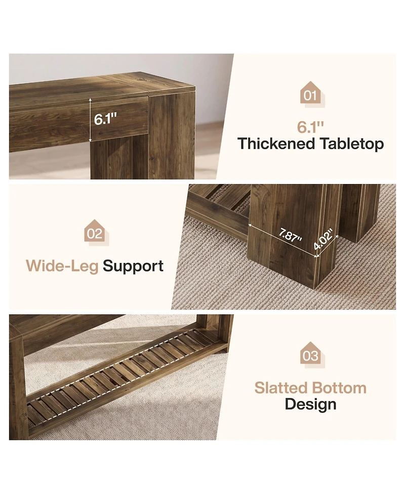 Tribesigns Farmhouse Console Table, Rustic Sofa Table with Storage, Industrial Wood Entry Table
