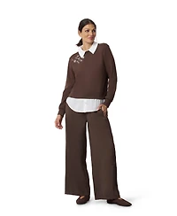 Cable & Gauge Women's Collared Long-Sleeve Embellished Twofer Top