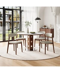 Streamdale Furniture Solid Wood Dining Chairs Set of 4, Chenille Upholstered