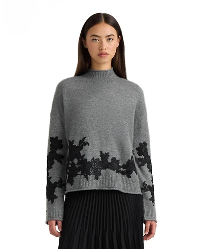 Nvlt Women's Mock Neck Applique Sweater