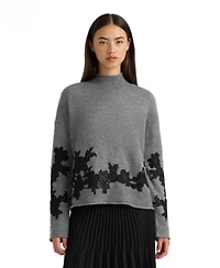 Nvlt Women's Mock Neck Applique Sweater