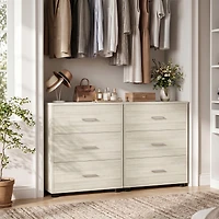 Aheaplus Set of 2 Wooden Dresser with 3-Drawers, Nightstand, Tv Stand