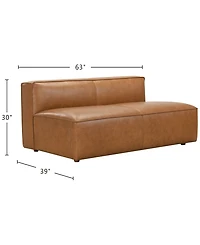 Moxley 63" Genuine Leather Deep Seating Armless Sofa, Macy's Exclusive