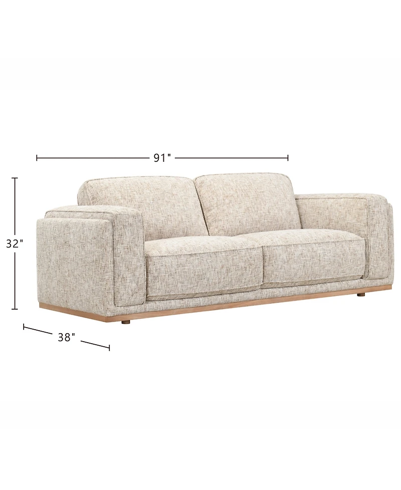 Baymont 91" Top-Grain Leather Pad-Arm Sofa, Macy's Exclusive