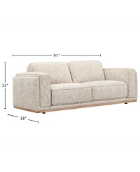 Baymont 91" Top-Grain Leather Pad-Arm Sofa, Macy's Exclusive