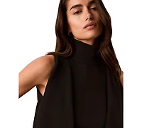 Calvin Klein Women's Drape Front Mock Neck Sleeveless Sweater