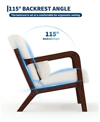 gaomon Mid-Century Modern Accent Chair, Sherpa Upholstery, Armchair with Removable Lumbar Pillow, Sturdy Reading Chair for Living Room, Bedroom