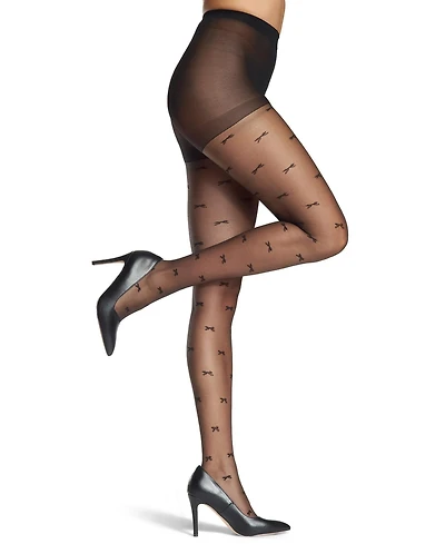 MeMoi Women's Sheer Knit-In Bows Tights