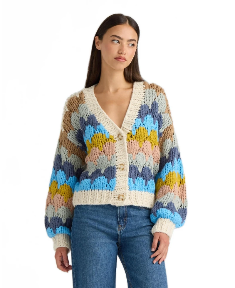Nvlt Women's Chunky Hand-Knit V-Neck Cardigan